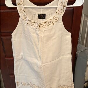 Bliss Creme and Gold Embellished Women's Bathing Suit Coverup